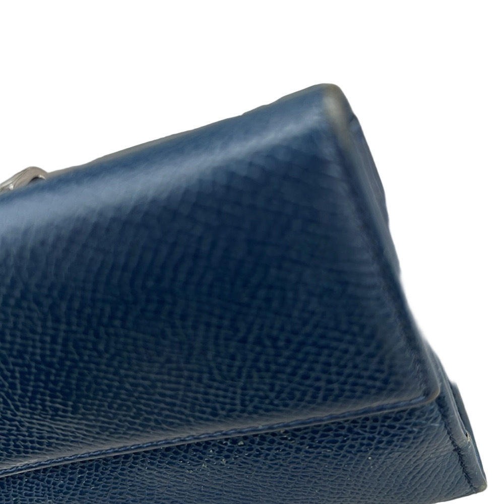 Bally Navy Blue Compact Leather Wallet with Silver Hardware EUC - Picture 7 of 13